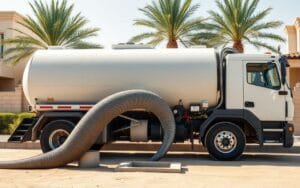 وايت شفط مجاري بجدة بحجم 16 طن أثناء العمل أمام فيلا سكنية - شهاب كنترول