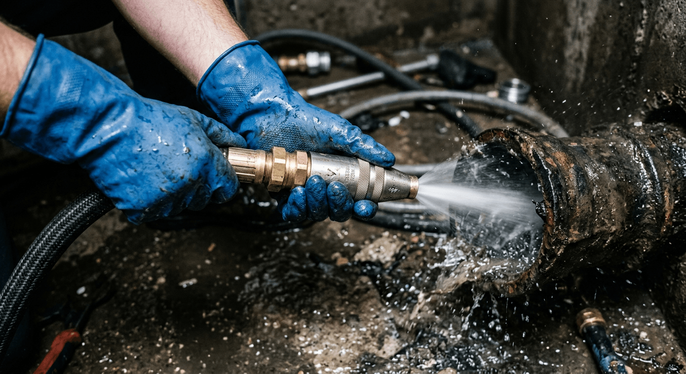 عملية تسليك مجاري بالضغط العالي