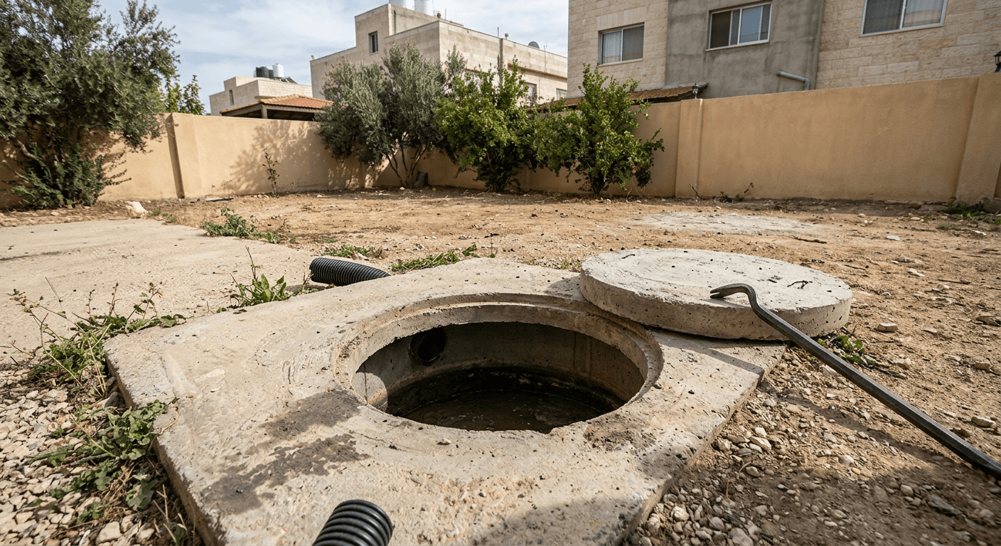 بيارة صرف صحي خارجية جاهزة للشفط والتنظيف