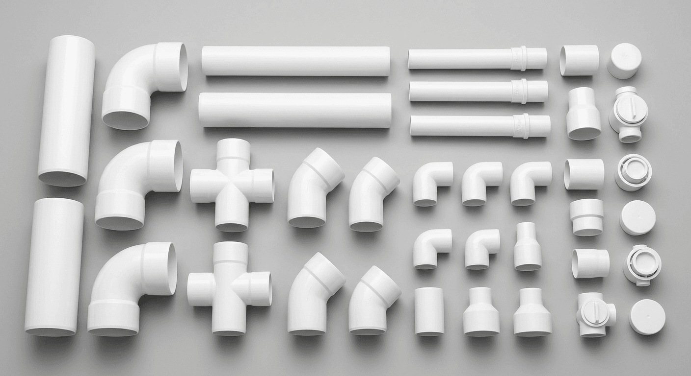 أنابيب صرف صحي PVC نظيفة وجديدة