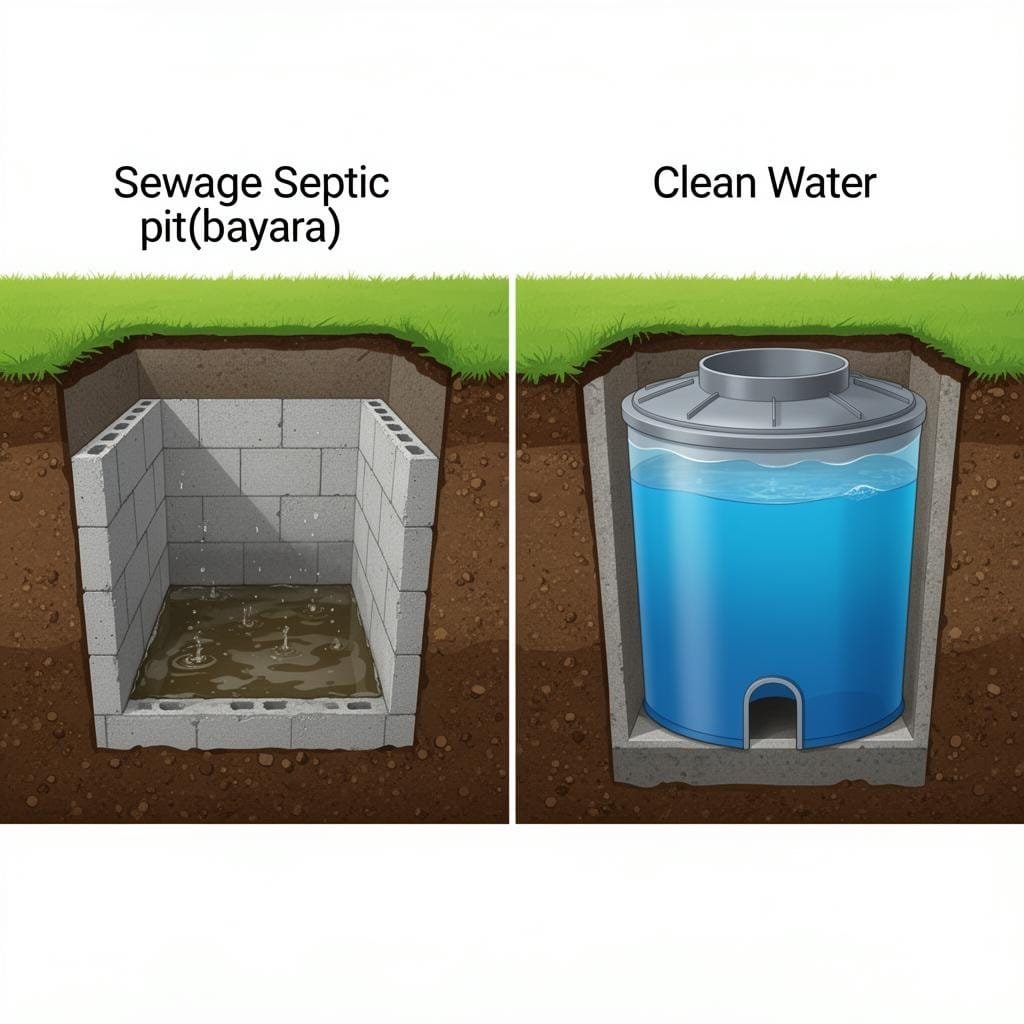 الفرق بين البيارة وخزان المياه