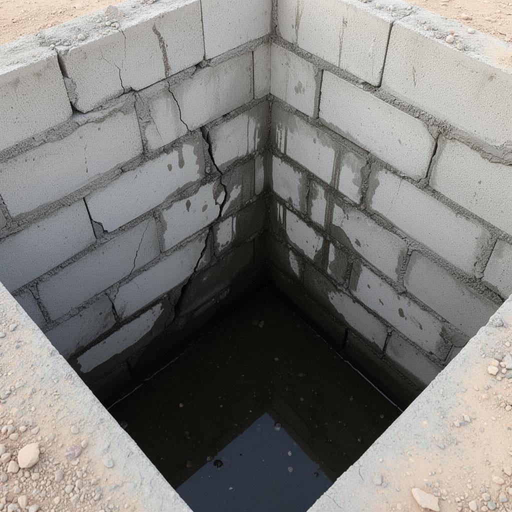 تشققات وتسربات في بيارة خرسانية