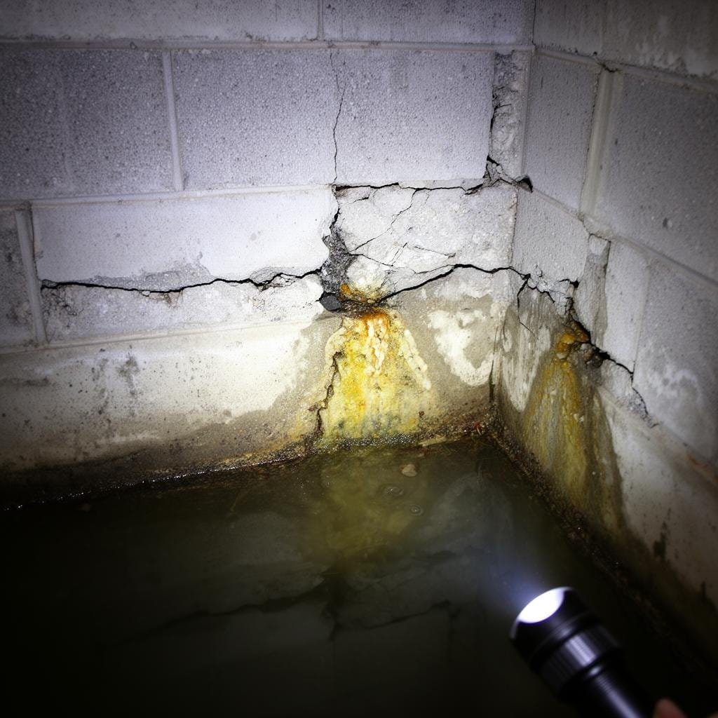 فحص أضرار داخل بيارة صرف صحي