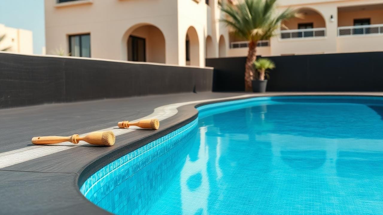 عزل مسابح بحي النسيم جدة بمادة البيوتومين