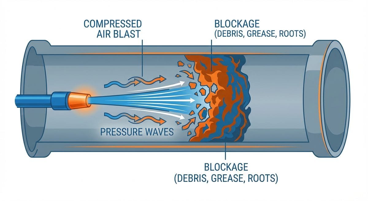 شرح آلية عمل كمبروسر الصرف الصحي بالضغط الهوائي