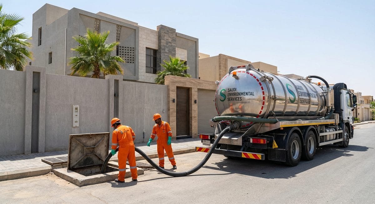 شاحنة فاكيوم لشفط رواسب البيارات بعد الكمبروسر بجدة